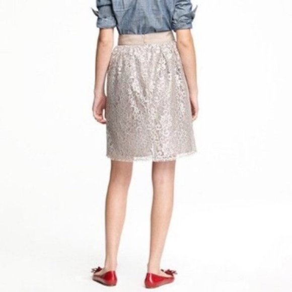 J Crew Rose Taupe Metallic Tinsel Lace Skirt (144)🦄 - Picture 4 of 10